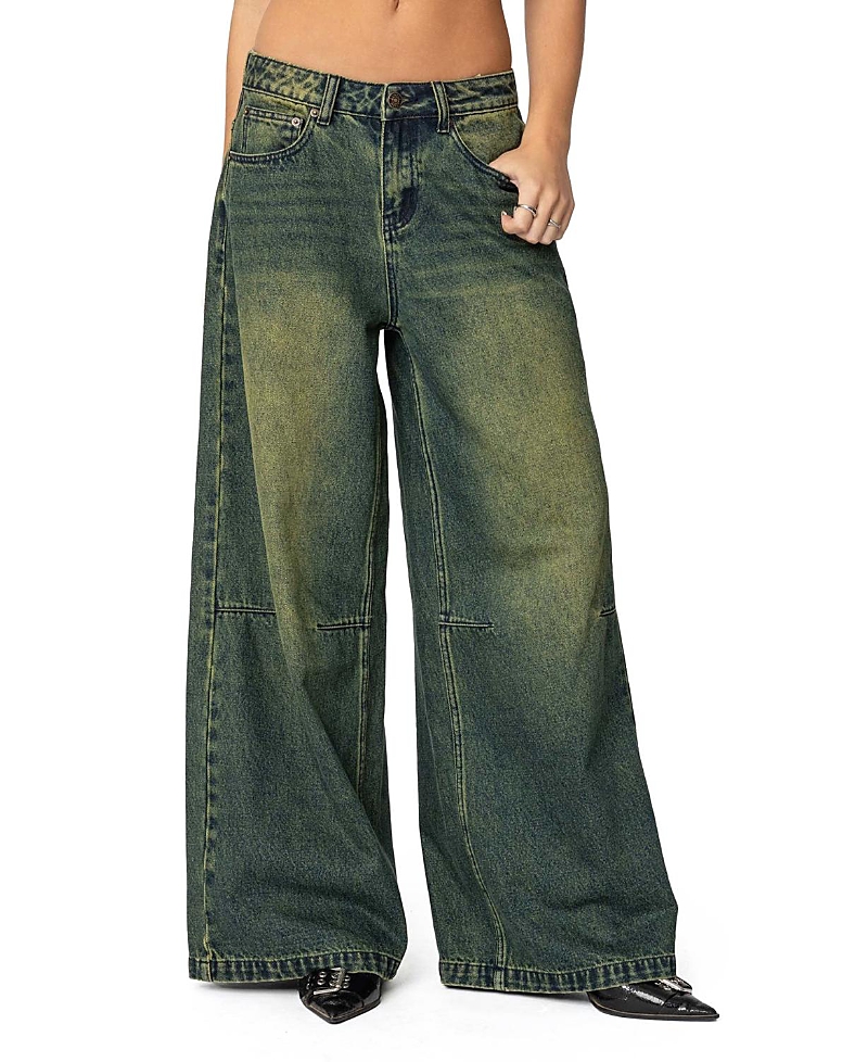Shop Edikted Shawn Low Rise Blue Washed Jeans