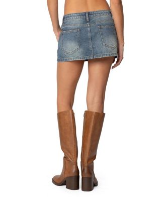 Studded Bow Distressed Denim Mini Skirt