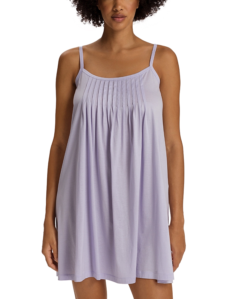 Hanro Womens Purple Heather Pleated Spaghetti-strap Cotton Nightdress In Purple Heather