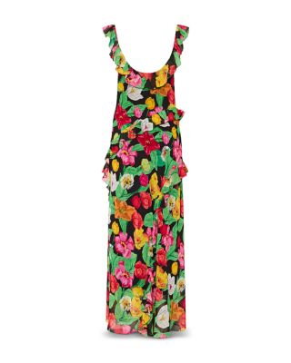 Tulip Rosette Ruffled Maxi Dress