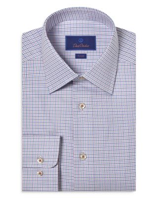 David Donahue - Trim Fit Twill Check Dress Shirt