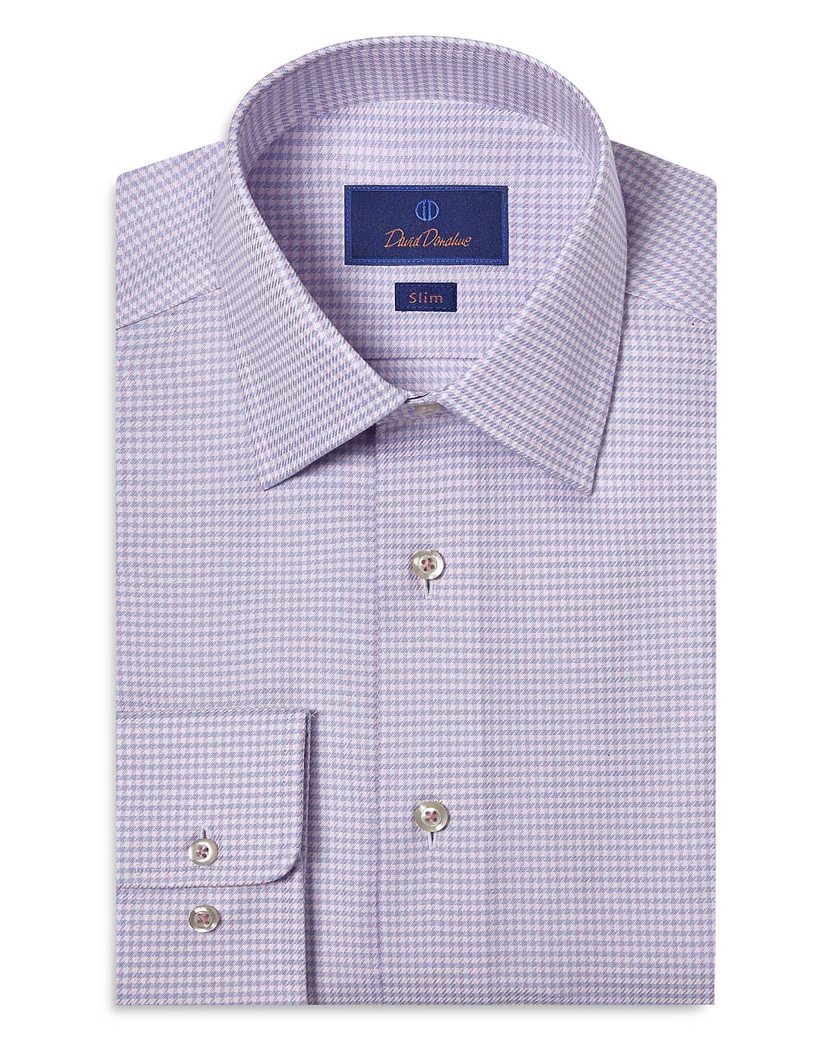 David Donahue Slim Fit End on End Twill Check Dress Shirt