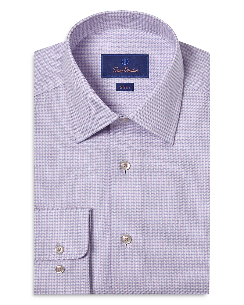 David Donahue Slim Fit End on End Twill Check Dress Shirt