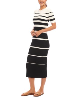 Striped Ribbed Midi Sweater Dress