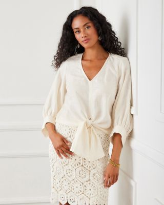 Linen Tie Front Top
