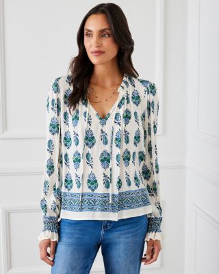 Printed Peasant Blouse