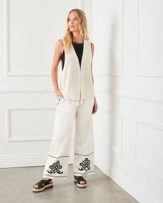 Embroidered Drawstring Pants