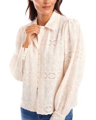 Embroidered Scalloped Blouse