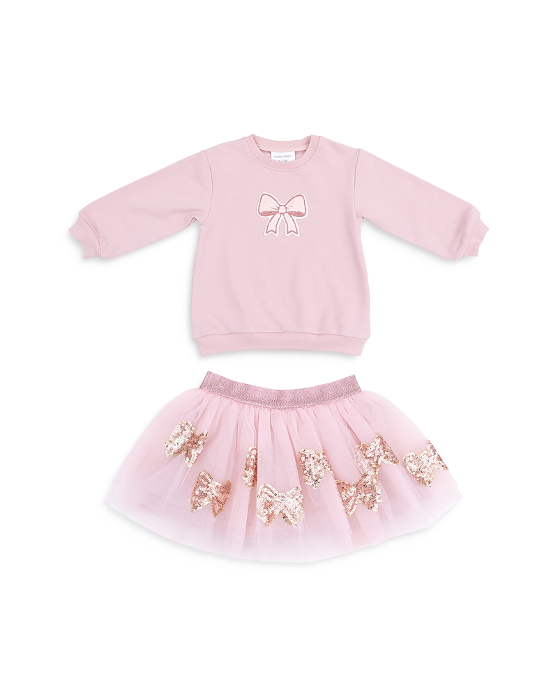 Angel Dear Girls' Bows Puffy Oversized Sweatshirt & Tutu Skirt Set - Baby In Pink