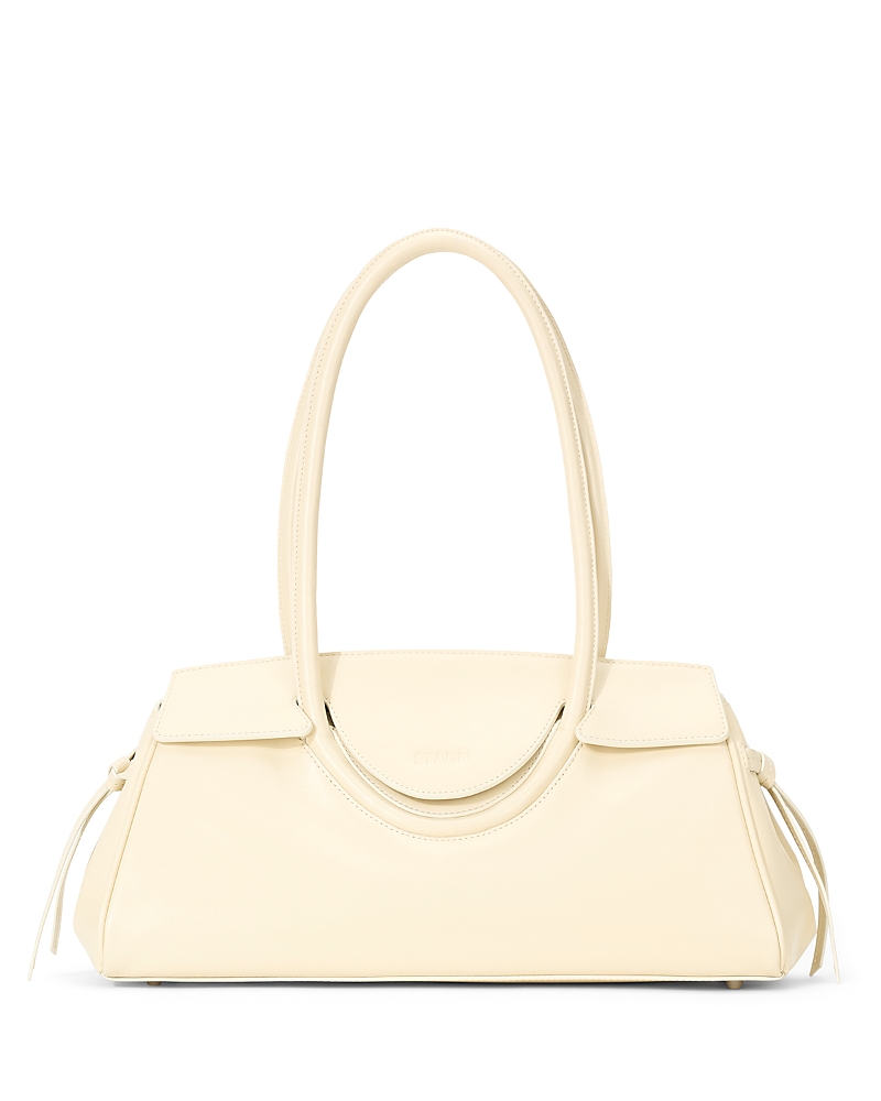 Staud Maude Fold-over Flap Leather Shoulder Bag In Cream