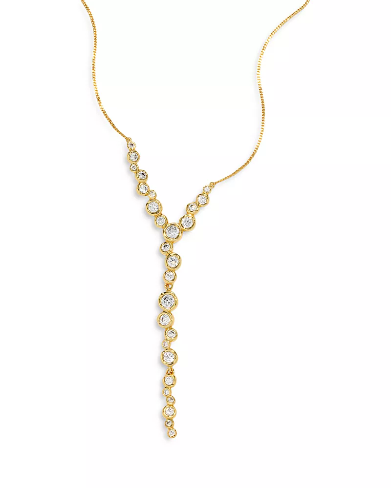 Alexis Bittar Asterales Cubic Zirconia Lariat Necklace in 14K Gold Plated, 16