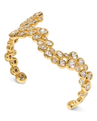 Asterales Cubic Zirconia Wave Cuff Bracelet in 14K Gold Plated