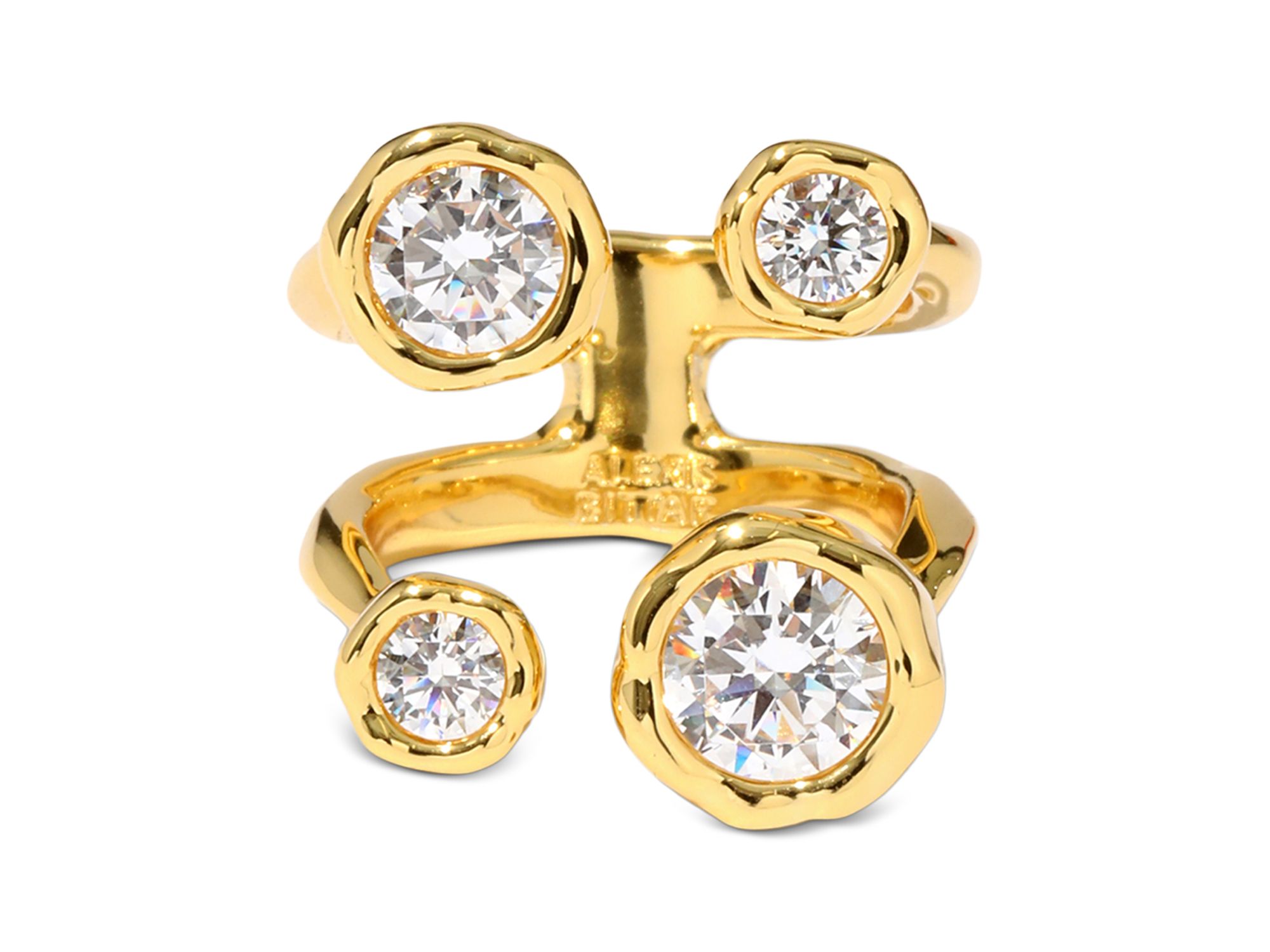 Asterales Cubic Zirconia Open Double Row Ring in 14K Plated — Image 3