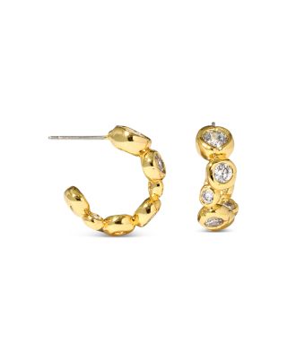 Asterales Cubic Zirconia Small Oval Hoop Earrings in 14K Gold Plated