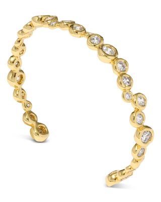 Asterales Cubic Zirconia Skinny Cuff Bracelet in 14K Gold Plated