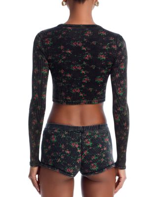 Cropped Long Sleeve Crewneck Top