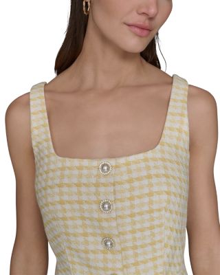 Boucle Tweed Square Neck Dress