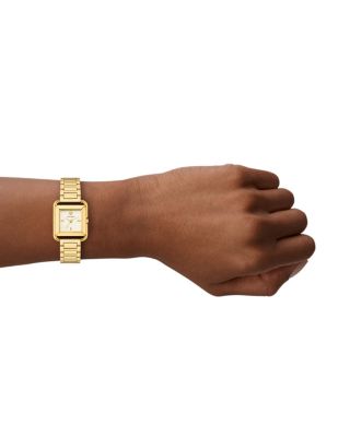 The Kira Square Three Hand Gold Tone Stainless Steel Watch, 24mm x 24mm