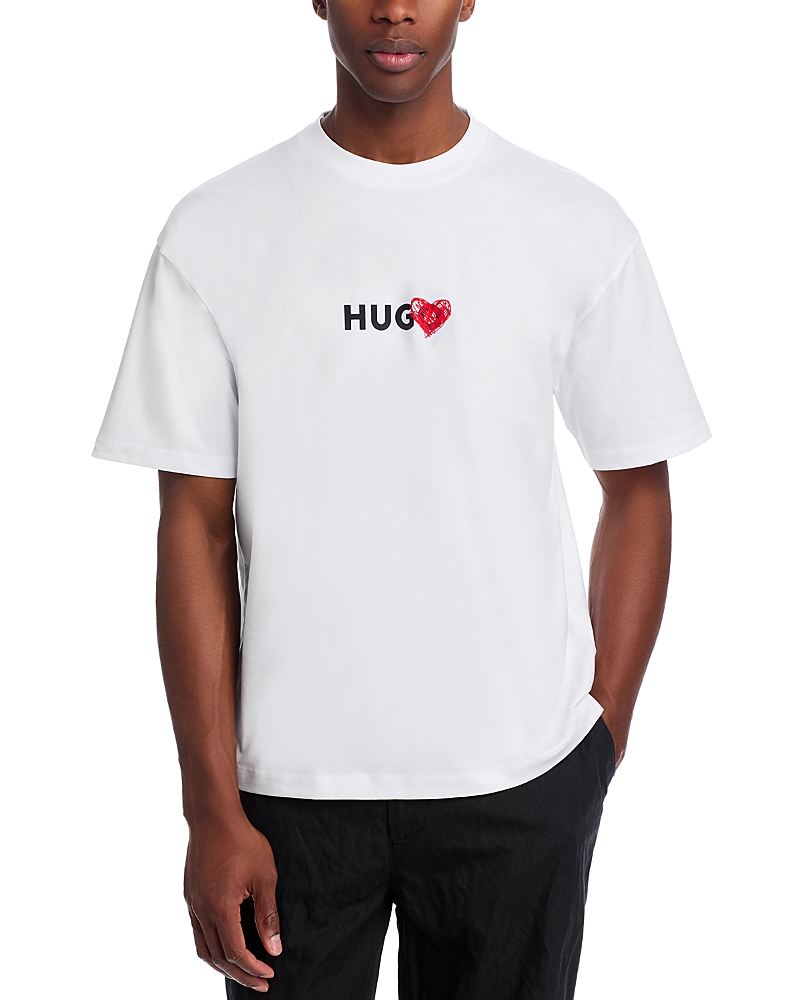 Hugo Boss Mens White Branded-print Relaxed-fit Cotton-jersey T-shirt In White