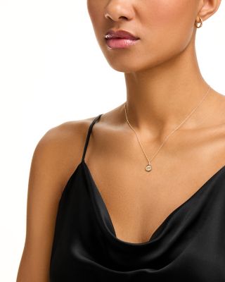 14K Yellow Gold Diamond Marquise Eye Coin Pendant Necklace, 0.013 tcw