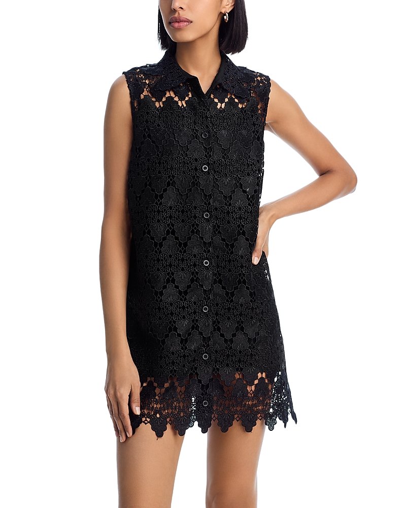 Frame The Deco Lace Mini Dress In Black