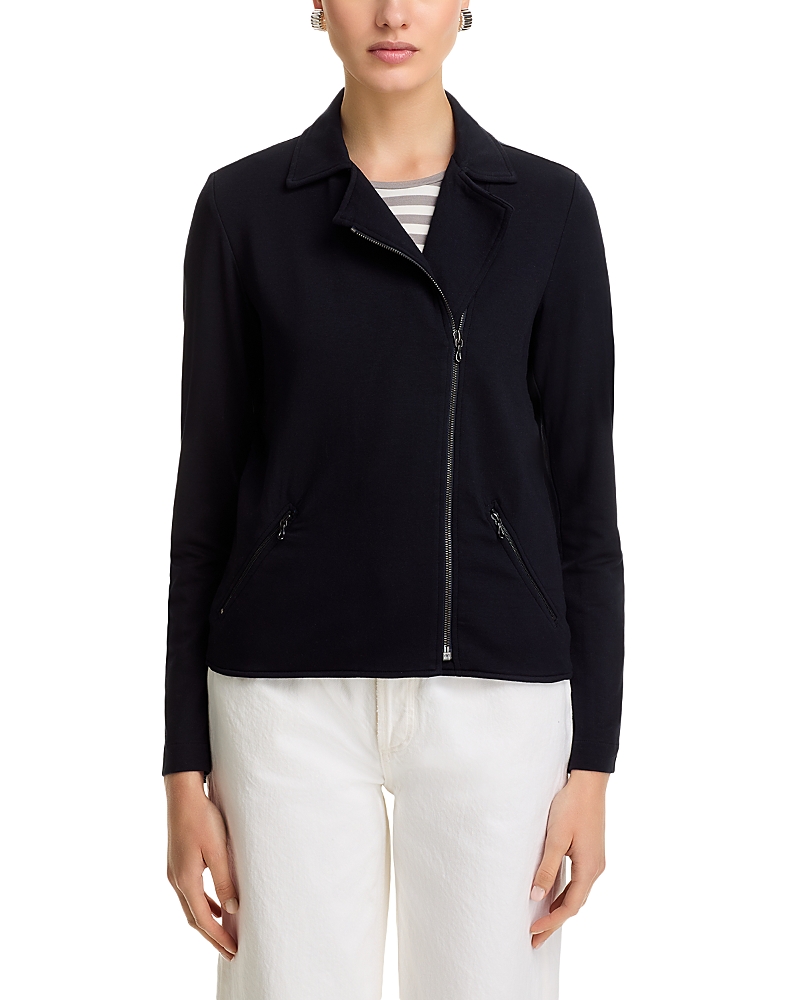 Shop Majestic French Terry Moto Jacket In Marine