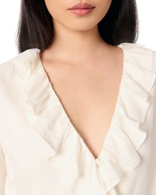 Ruffled and Embroidered Sleeve Dress