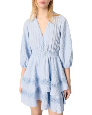 Maje - Dress with Ruffles and Lace Details