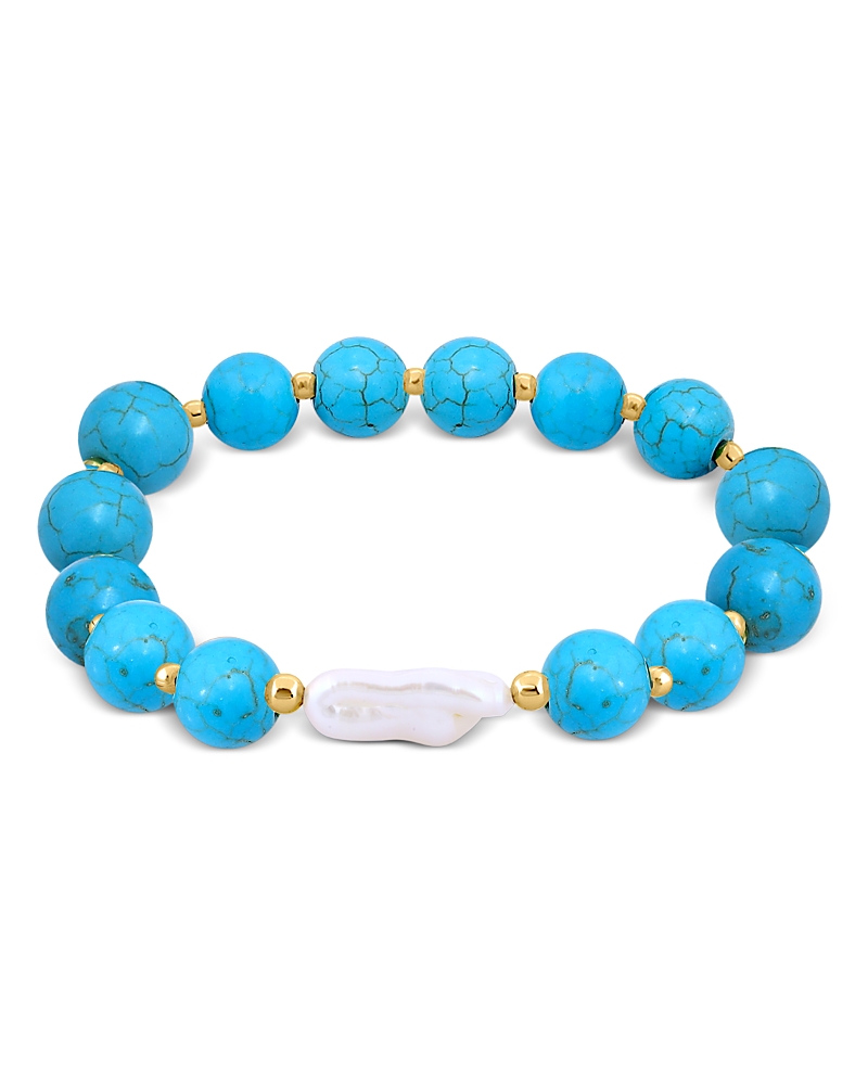 Shop Aqua Beads & Cultured Freshwater Pearl Bracelet - Exclusive In Blue