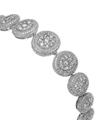 Diamond Graduated Pav&eacute; Cluster Bracelet in 14K White Gold, 7 tcw