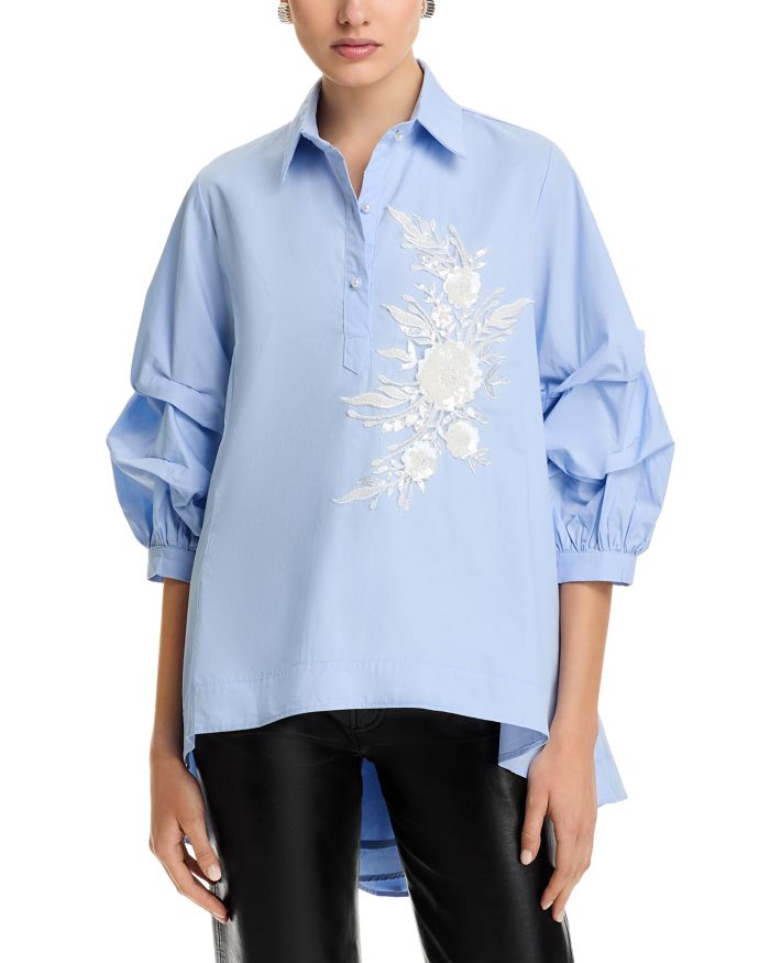 Beaded Puffed Sleeve Top