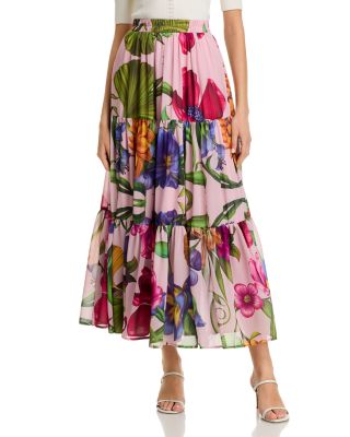 Nancy Yang - Tiered Floral Print Skirt