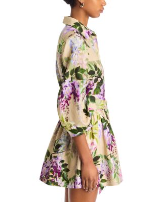 Raya Floral Print Linen Mini Dress