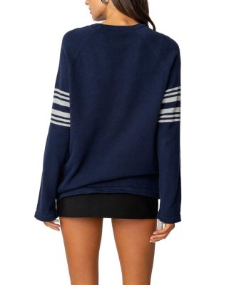 Contrast Stripe Oversized Knit Top