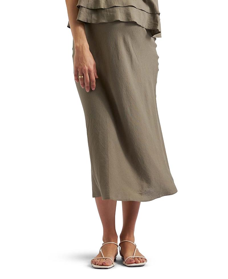 Shop Ripe Maternity Debbie Linen Skirt In Olive
