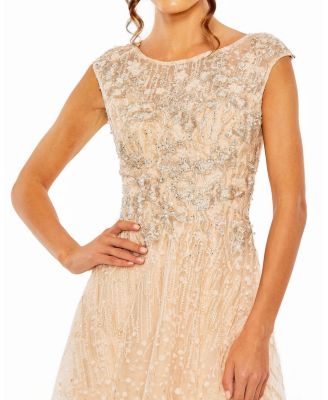 High Neck Lace Embroidered Detail Gown