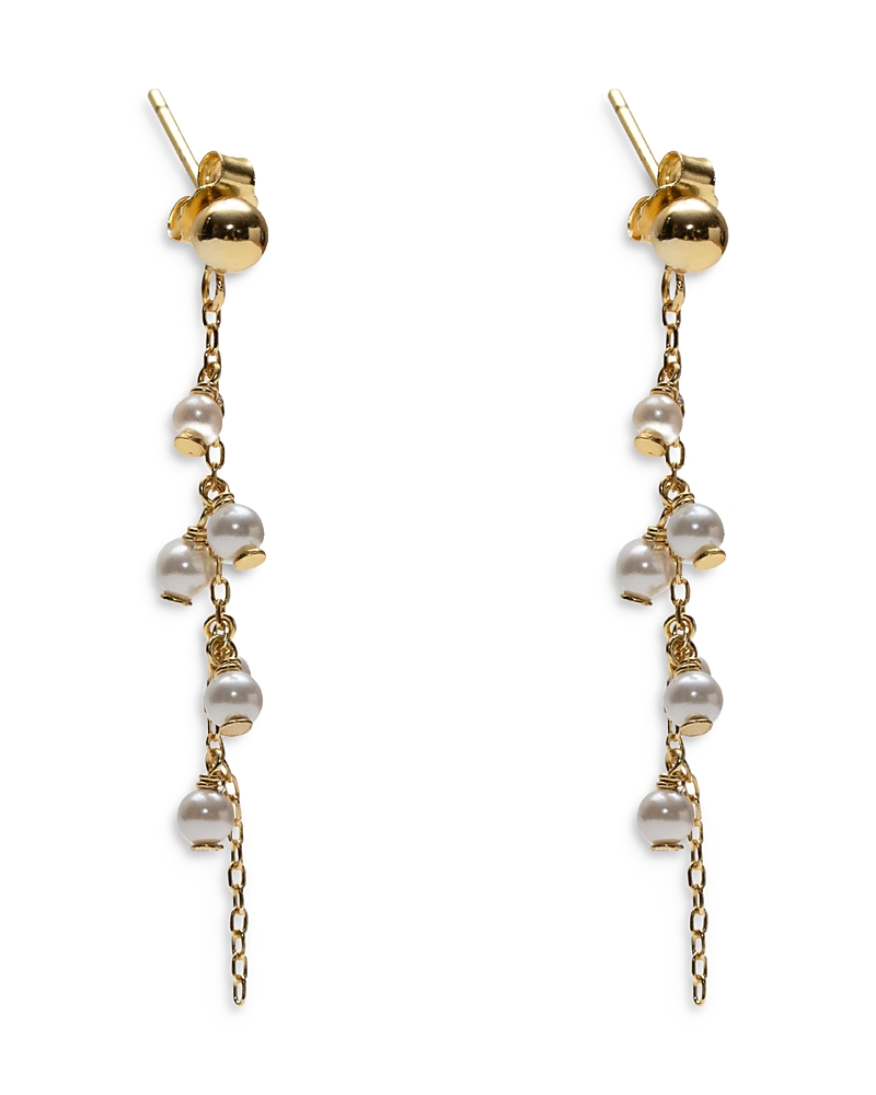 Argento Vivo 18k Gold Plated Sterling Silver Delicate Pearl Linear Drop Earrings In Gold
