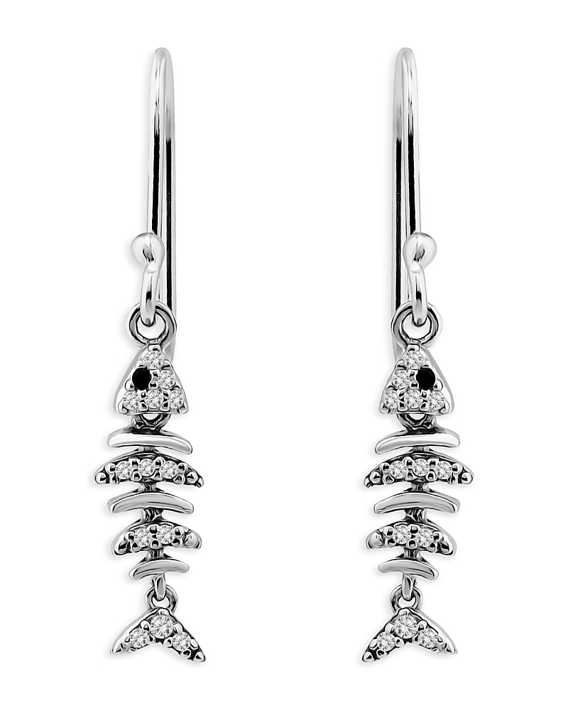 Aqua Pave Fish Drop Earrings