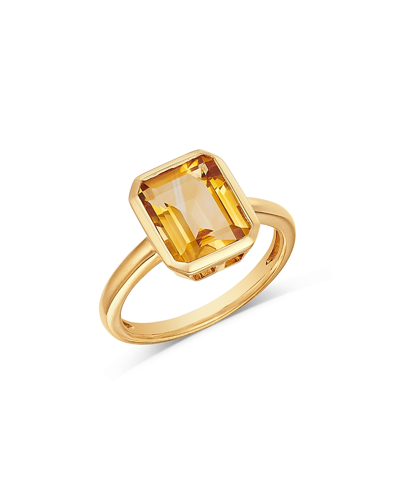 Bloomingdale's Fine Collection Citrine Bezel Ring In 14k Yellow Gold In Orange/gold