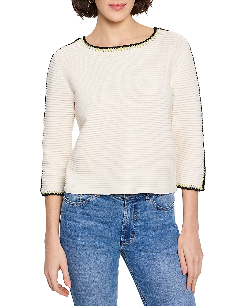 Nic + Zoe Nic+zoe Ottoman Stitched Sweater In Classic Cream