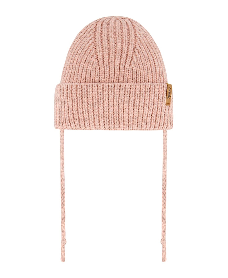 Deux Par Deux Girls' Mid-season Knit Hat With Strings - Baby In Cameo Brown