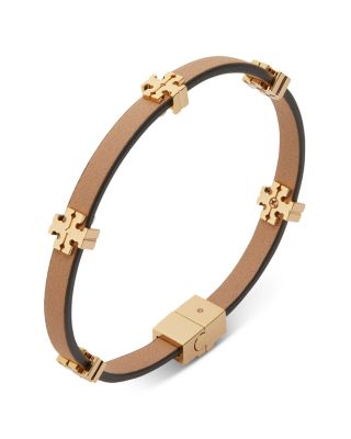 Eleanor Double T Red Faux Leather Flex Bracelet in 18K Gold Plated 