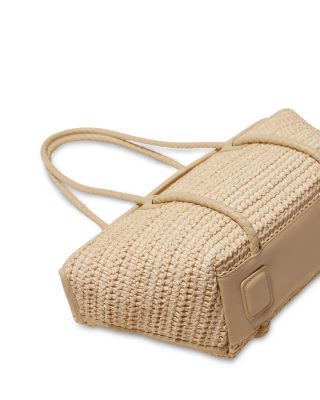 Leather Framed Raffia Shoulder Bag