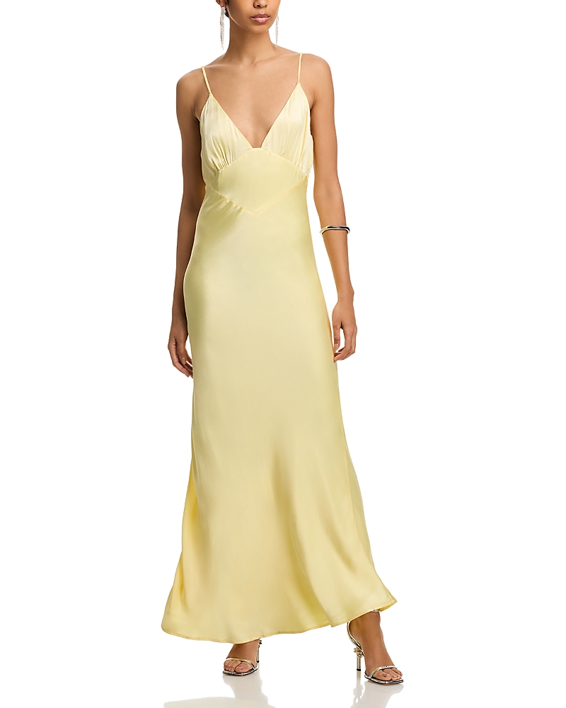 Bardot Demeter Open Back Slipdress In Canary Yellow