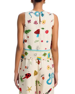 Border Print Mixed Print Sleeveless Tank Top & Wide Leg Pants - Exclusive 