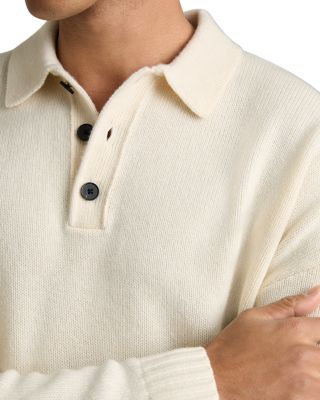 Jacob Relaxed Fit Quarter Button Long Sleeve Wool Knit Polo