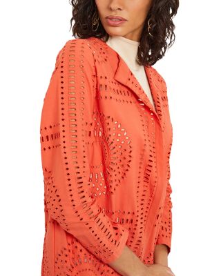 Eyelet Open Front Long Jacket