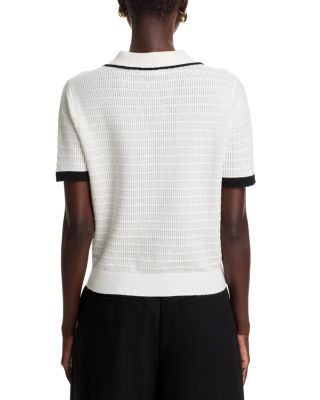 Tipped Rib Knit Polo Sweater