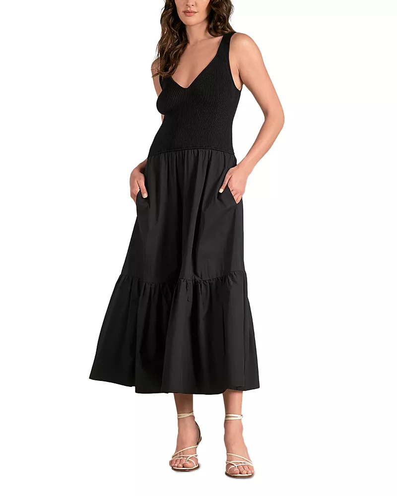Elan Mixed Media Tank Maxi Dress