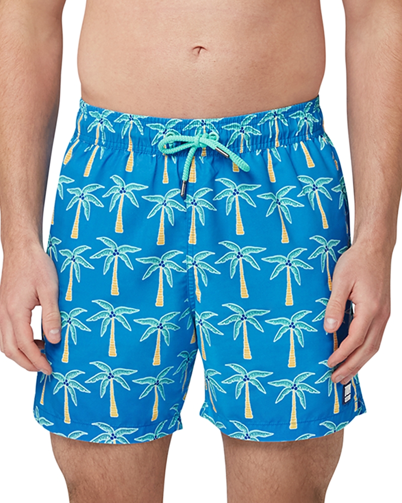 Tom & Teddy Printed Drawstring 6 Swim Trunks In Blue Green